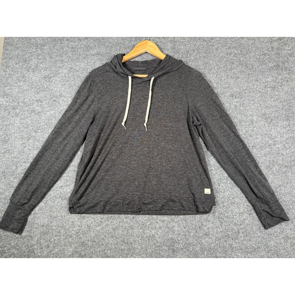 Vuori Halo Essential Hoodie Women Medium Dark Gray Patch Logo Long Sleeve Casual